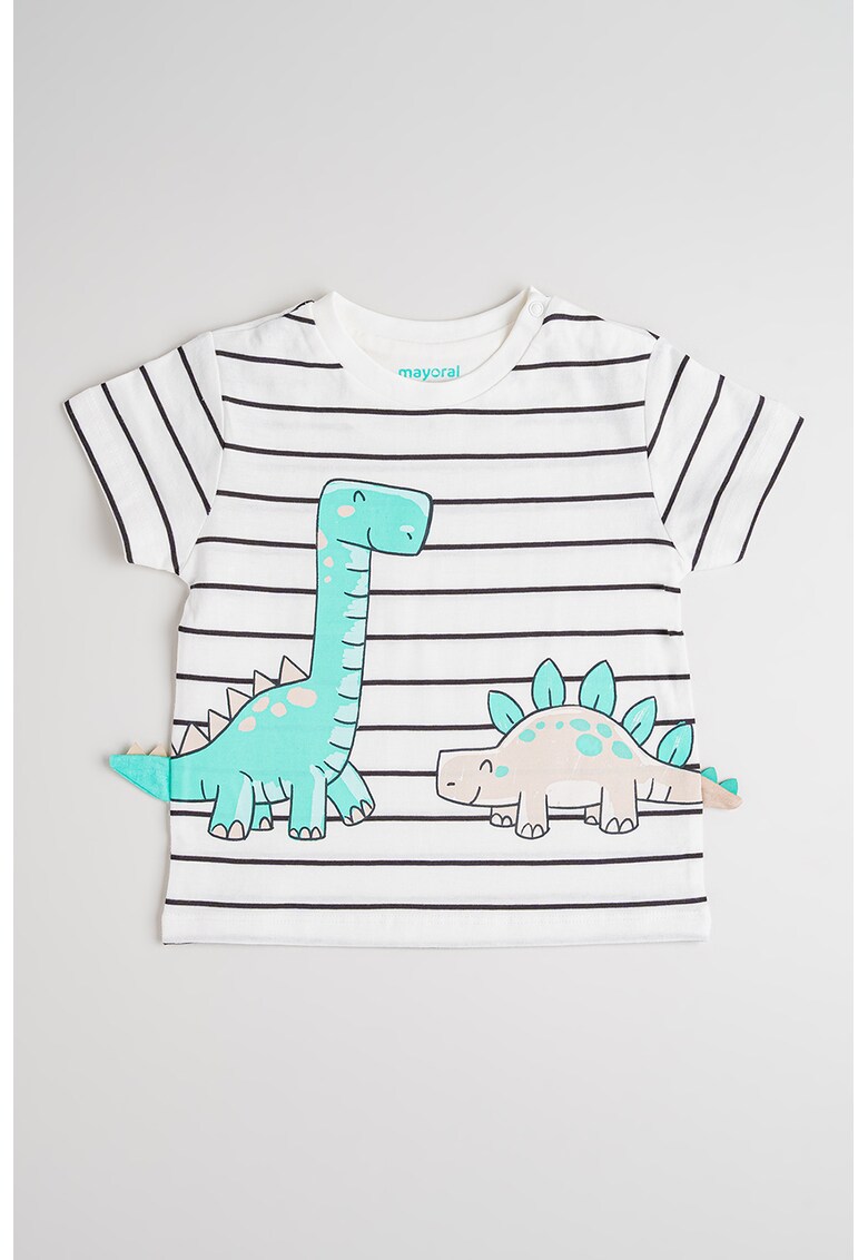 Tricou uni cu imprimeu - Alb optic/Verde menta