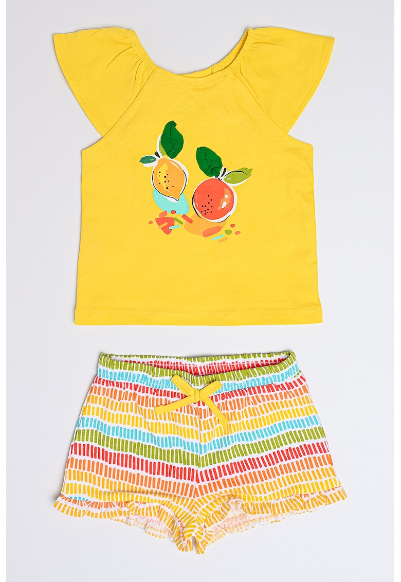Set de pantaloni scurti si tricou cu imprimeu - 2 piese
