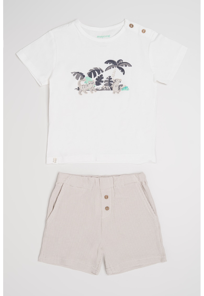 Set de tricou cu imprimeu si pantaloni scurti - 2 Piese
