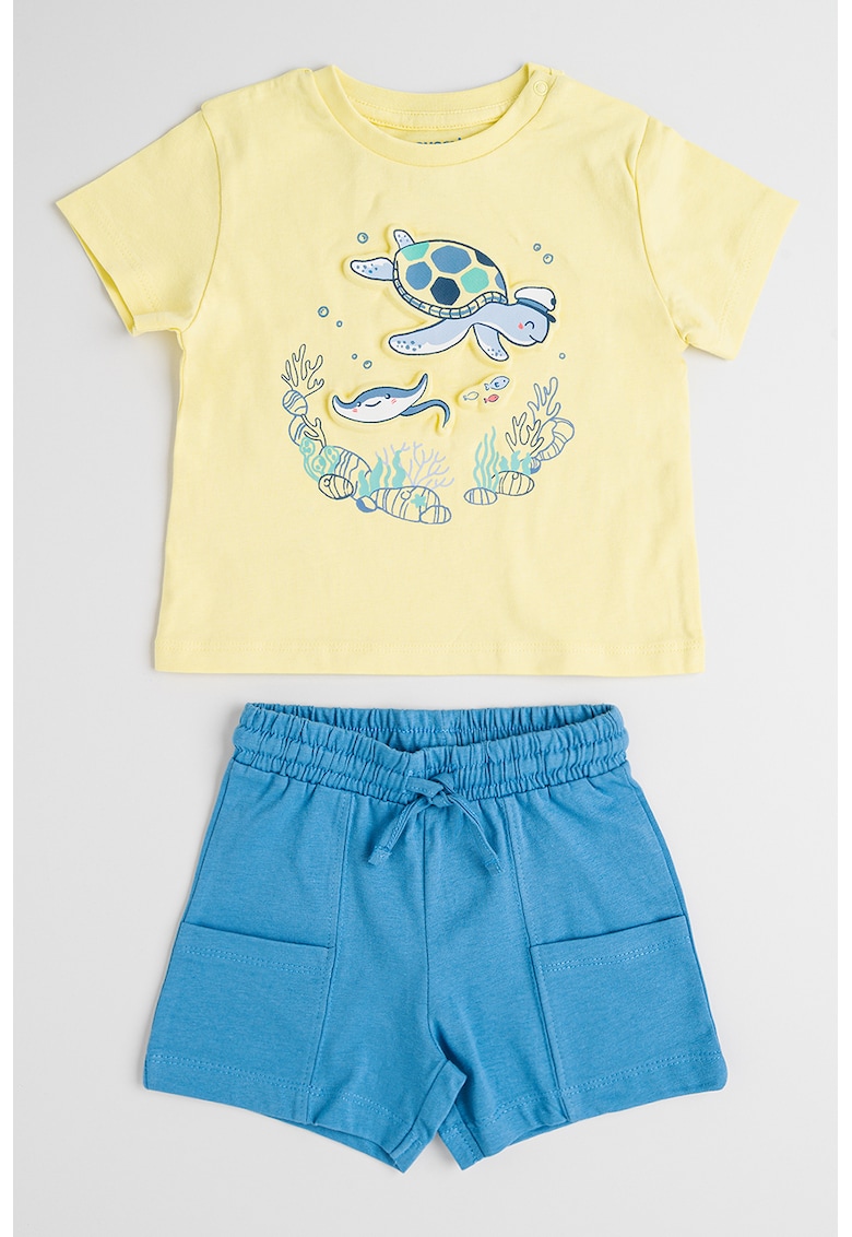 Set de tricou cu imprimeu si pantaloni scurti - 2 Piese