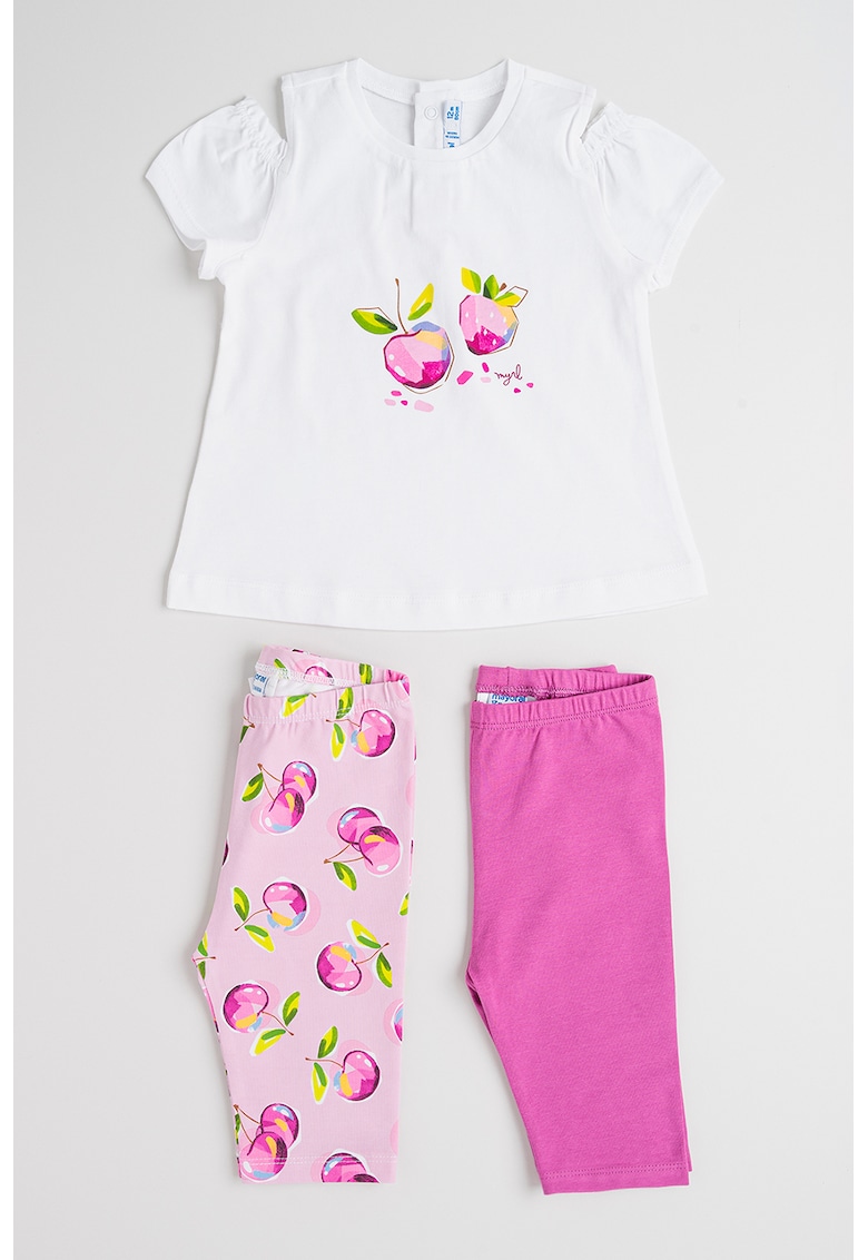 Set de tricou cu imprimeu si colanti - 3 piese