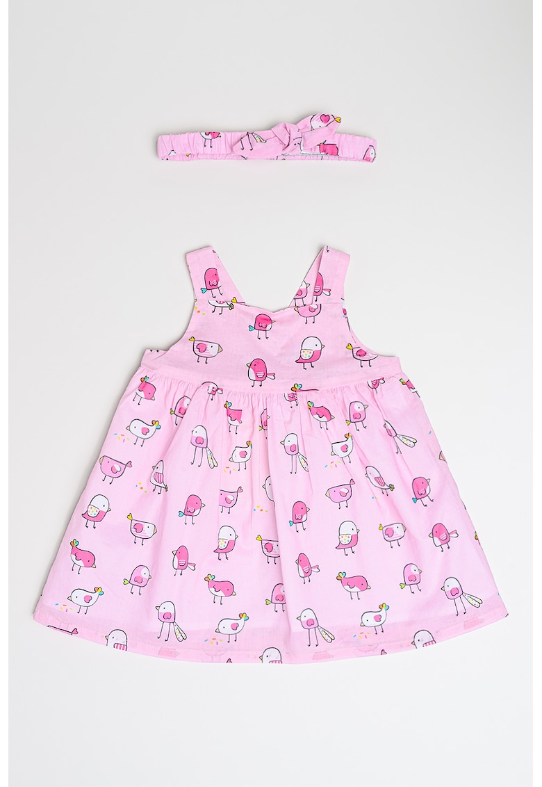 Set de rochie cu model si bentita - 2 piese