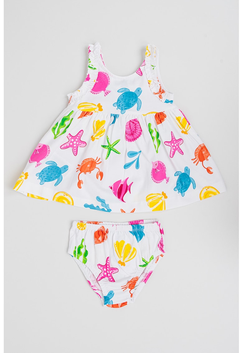 Set de chiloti si rochie cu croiala in A si imprimeu - 2 Piese