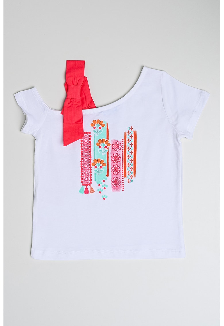 Tricou din bumbac cu imprimeu grafic - Fucsia/Alb optic