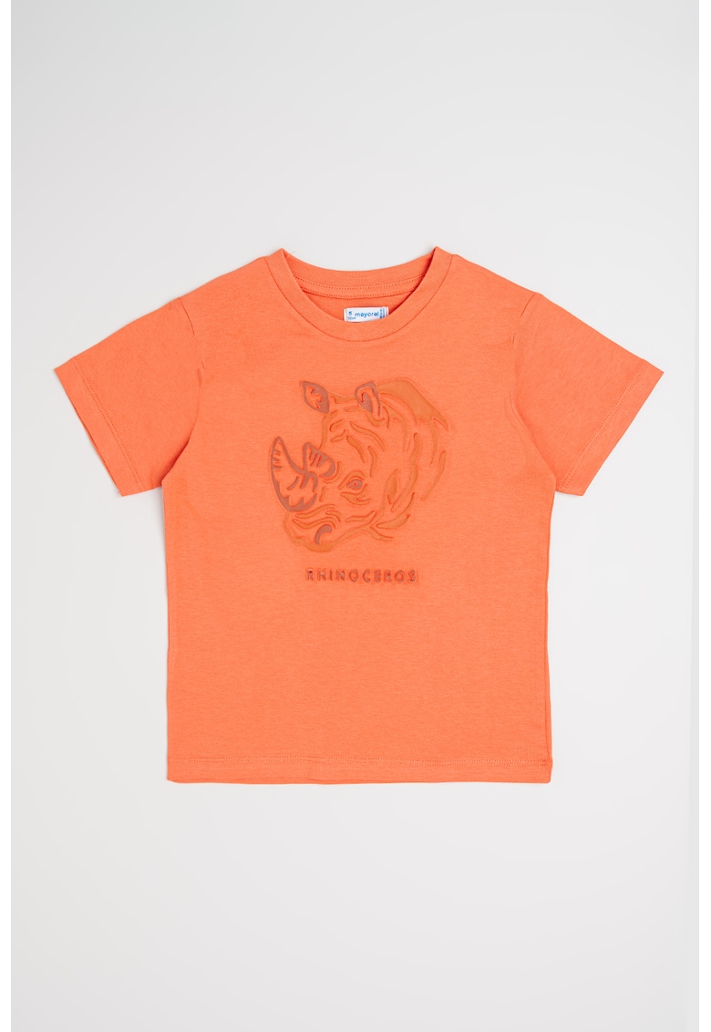 Tricou regulat fit cu decolteu la baza gatului - Portocaliu