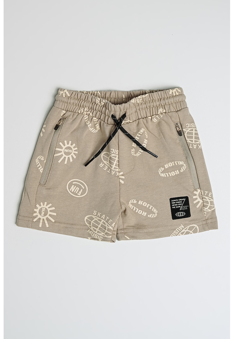 Pantaloni scurti din amestec de bumbac cu snur - Maro taupe deschis