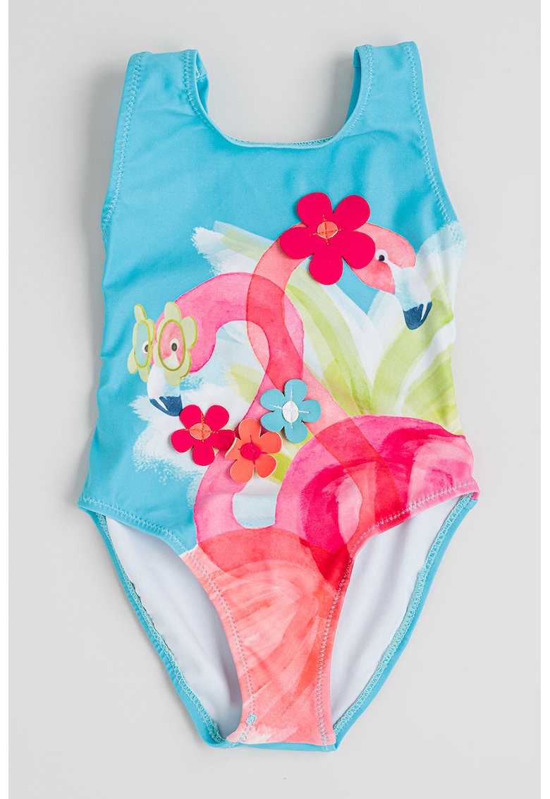 Costum de baie intreg - Fucsia/Verde deschis/Albastru deschis