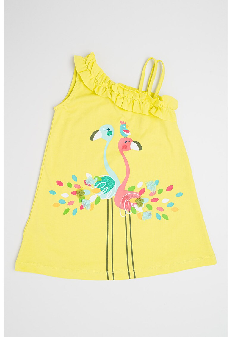 Rochie cu croiala in A - Roz/Verde lime