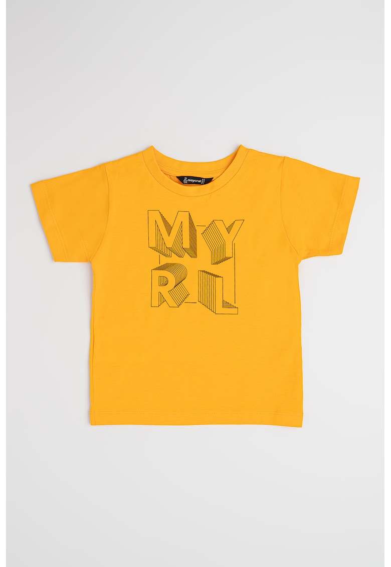 Tricou de bumbac cu imprimeu logo - Negru/Portocaliu