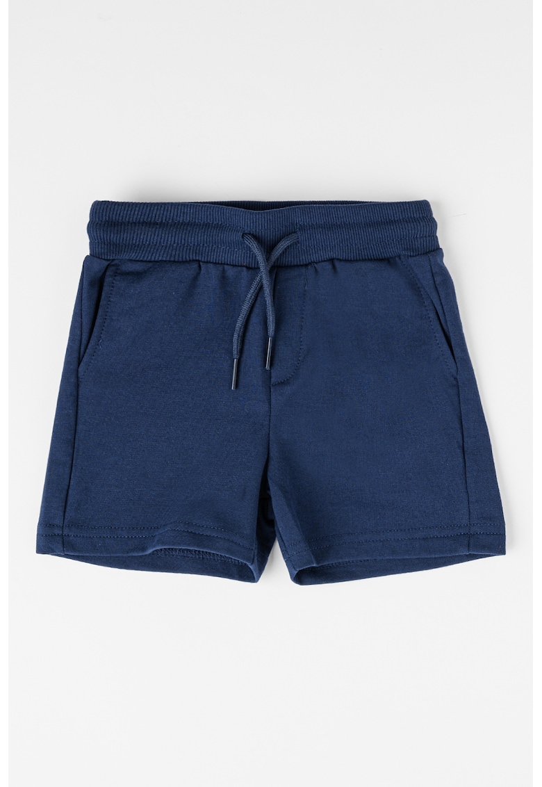 Pantaloni scurti din amestec de bumbac cu snururi - Albastru ultramarin