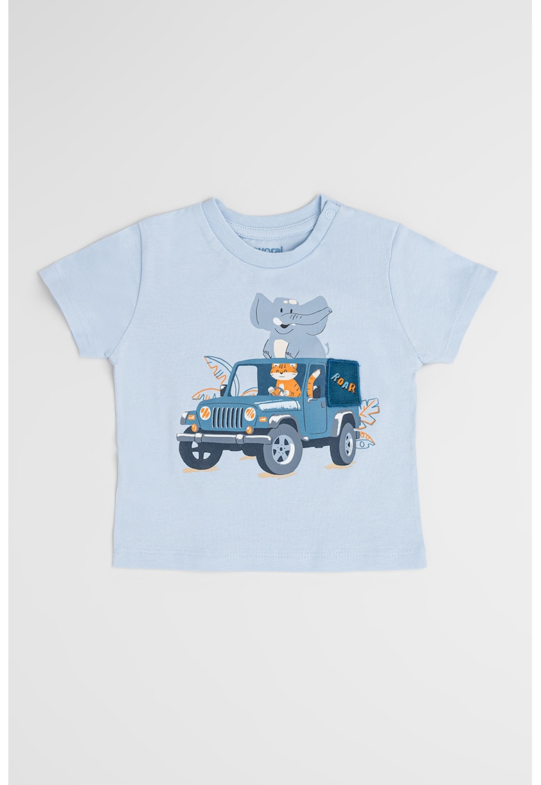 Tricou cu imprimeu grafic - Albastru prafuit/Albastru lavanda/Portocaliu mandarina