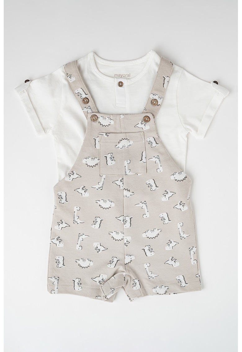 Set de tricou si salopeta cu imprimeu