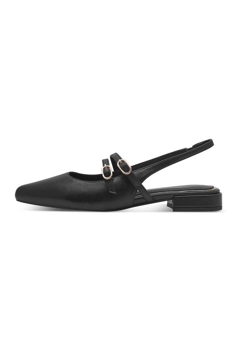 Balerini slingback din piele ecologica cu catarama - Negru