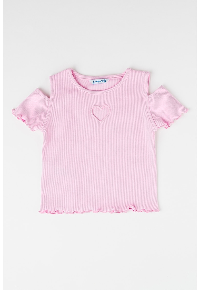 Tricou cu decupaj pe umar - Roz