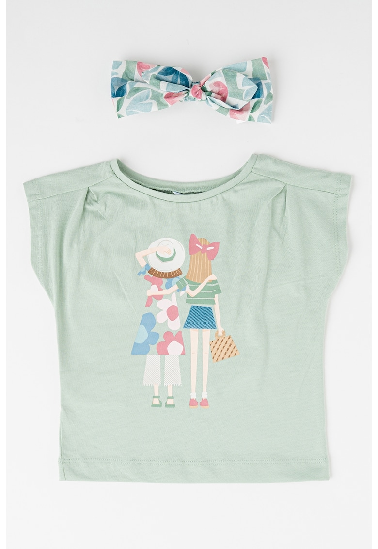 Tricou cu imprimeu si bentita - Verde deschis