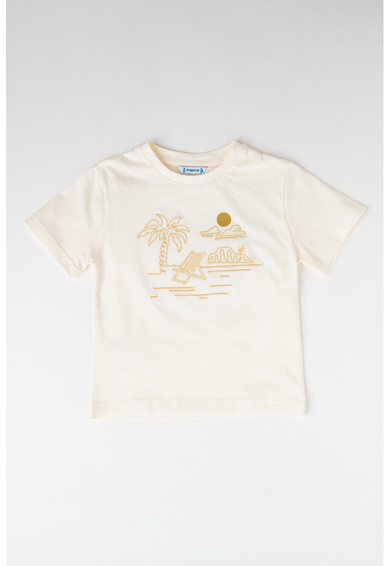 Tricou cu imprimeu tropical - Bej/Alb murdar