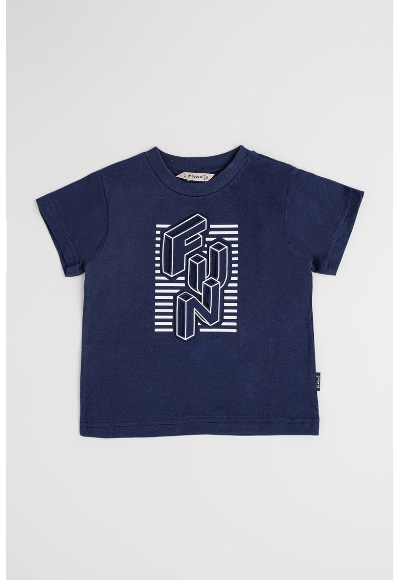 Tricou de bumbac cu imprimeu - Alb/Bleumarin