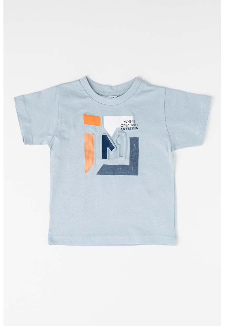 Tricou de bumbac cu model in relief - Albastru prafuit