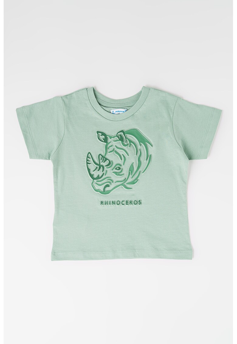 Tricou de bumbac cu model in relief - Verde deschis