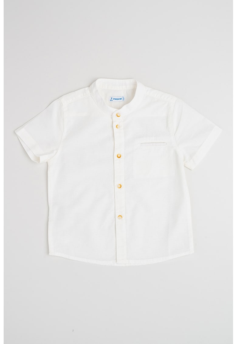 Camasa din bumbac si in cu guler Mao - Alb