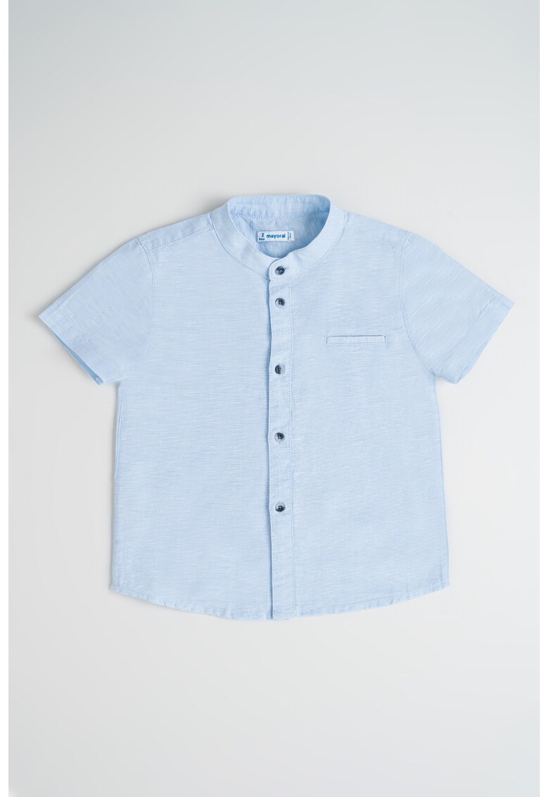 Camasa din bumbac si in cu guler Mao - Albastru lavanda