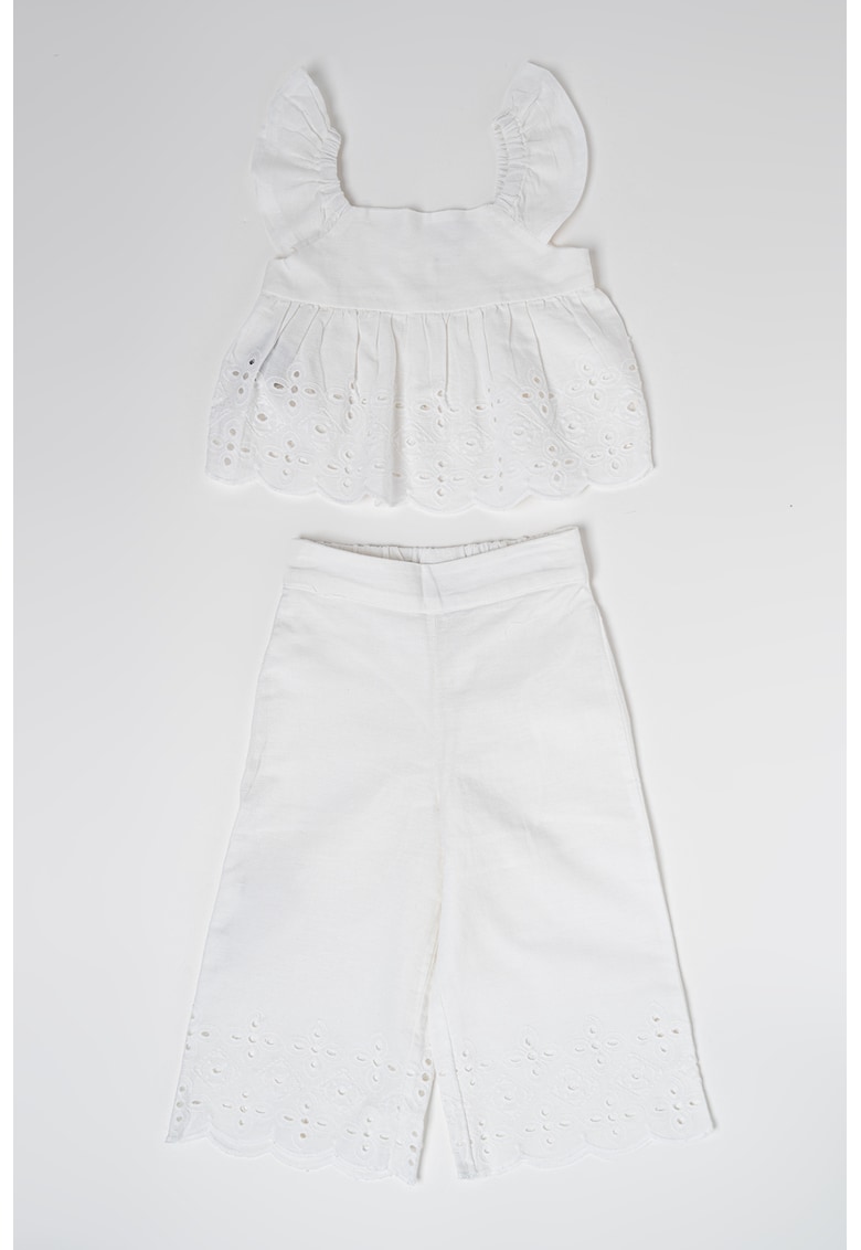 Set de top si pantaloni cu detalii perforate