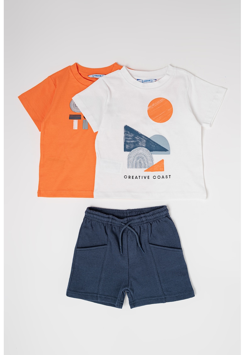 Set de tricou cu imprimeu si pantaloni scurti