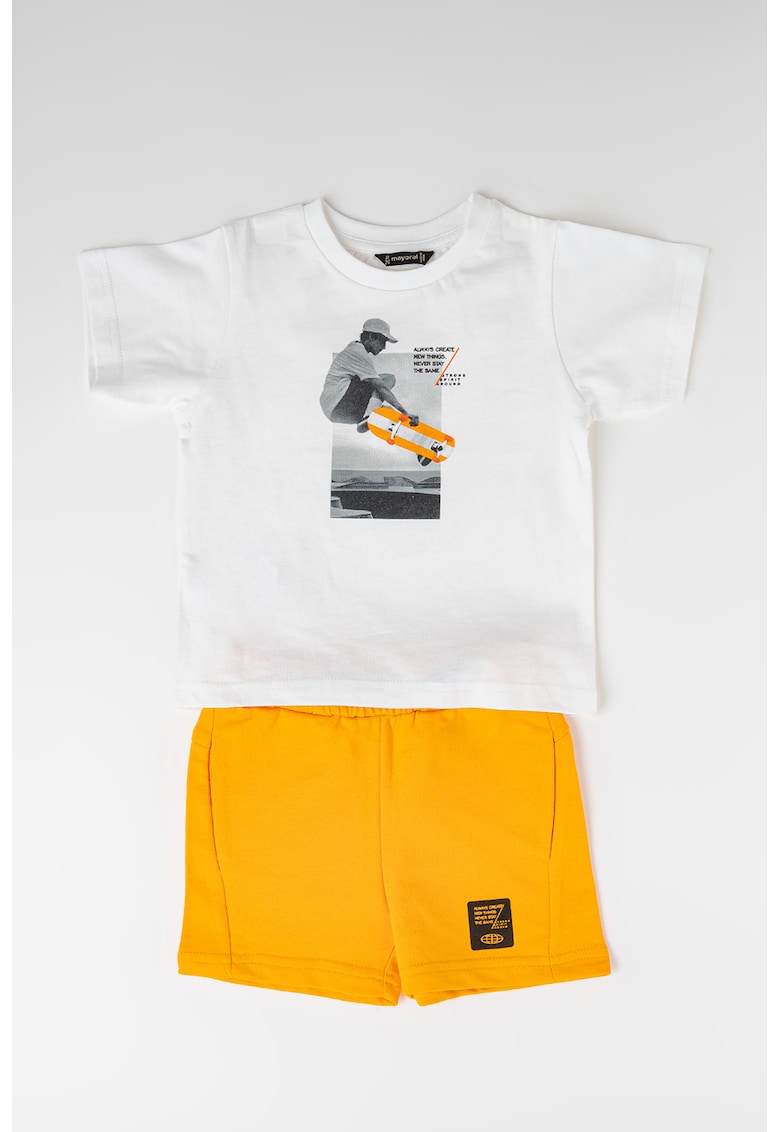 Set de tricou cu imprimeu si pantaloni scurti - 2 piese