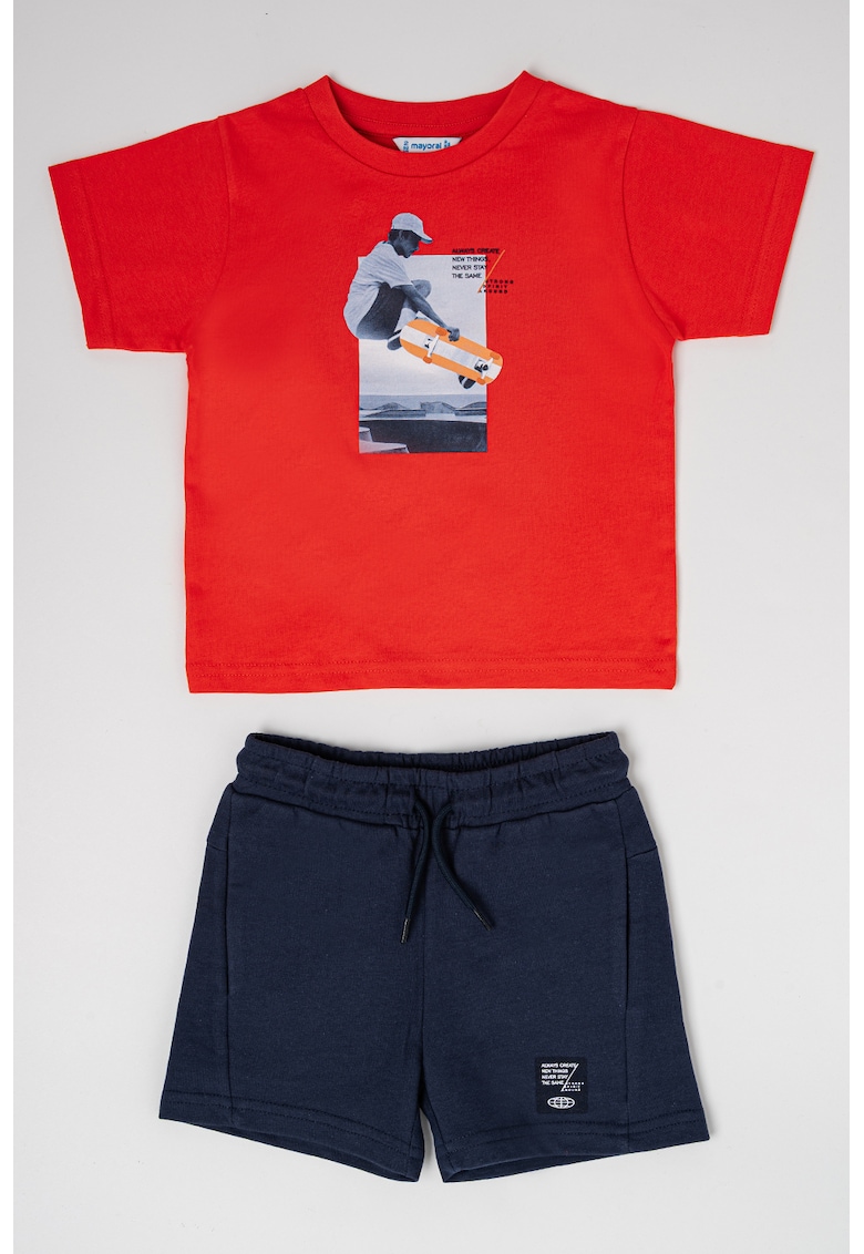 Set de tricou cu imprimeu si pantaloni scurti - 2 piese