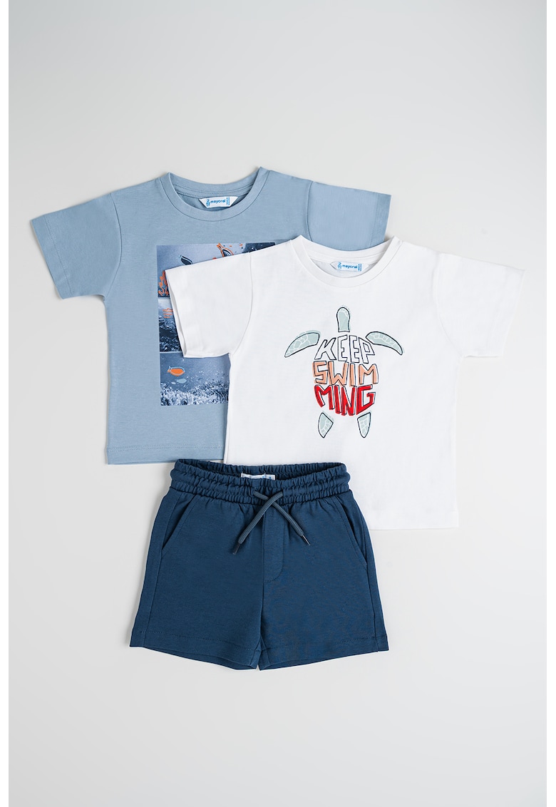 Set de tricouri cu imprimeu si pantaloni scurti - 3 Piese