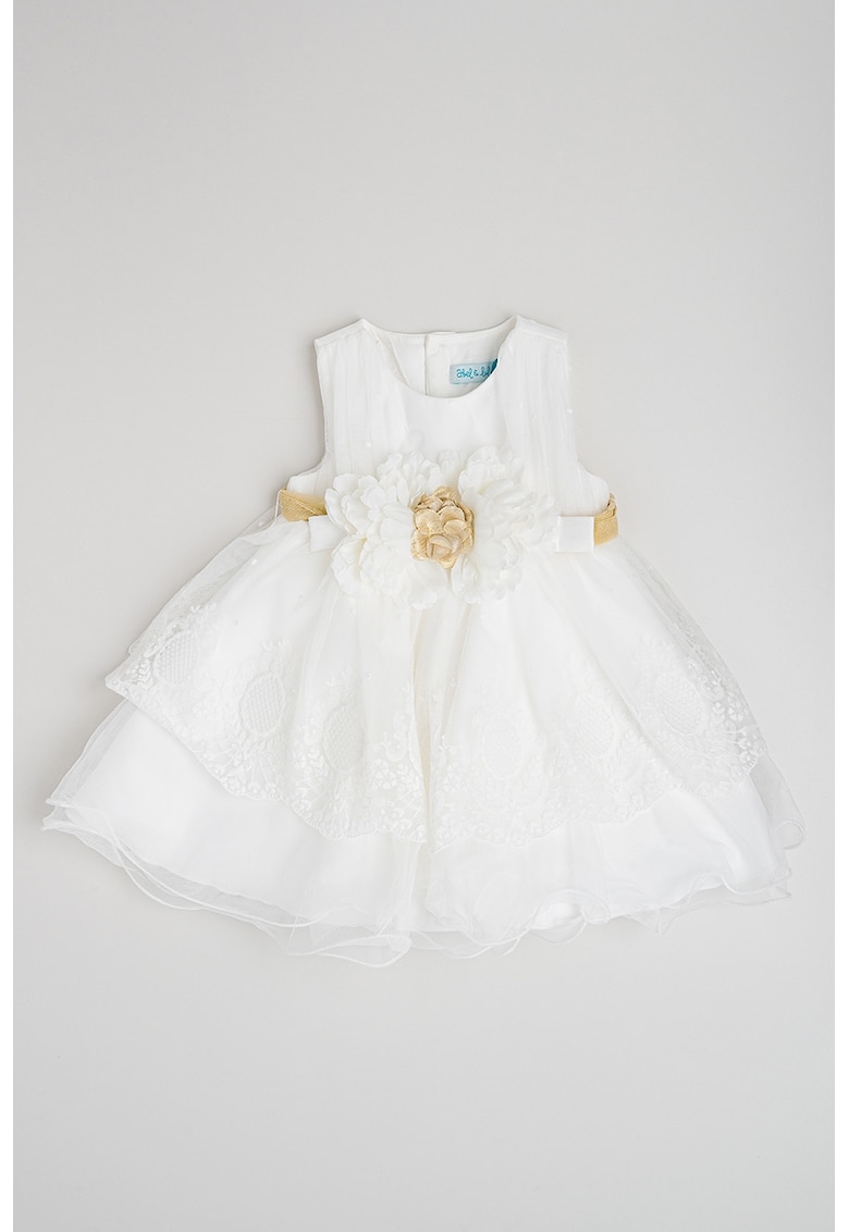 Rochie cu croiala A si detalii brodate de organza