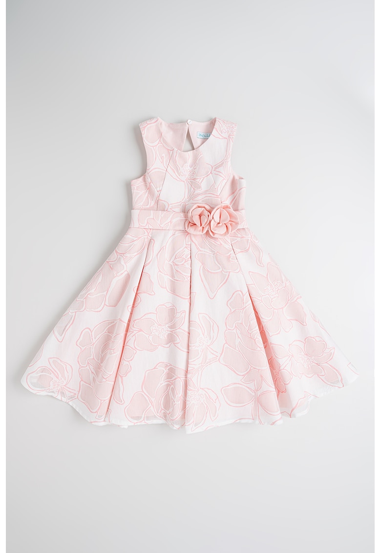 Rochie evazata cu curea asortata si imprimeu