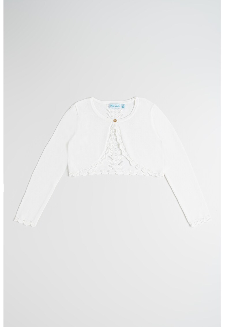 Cardigan crop tricotat fin - Alb