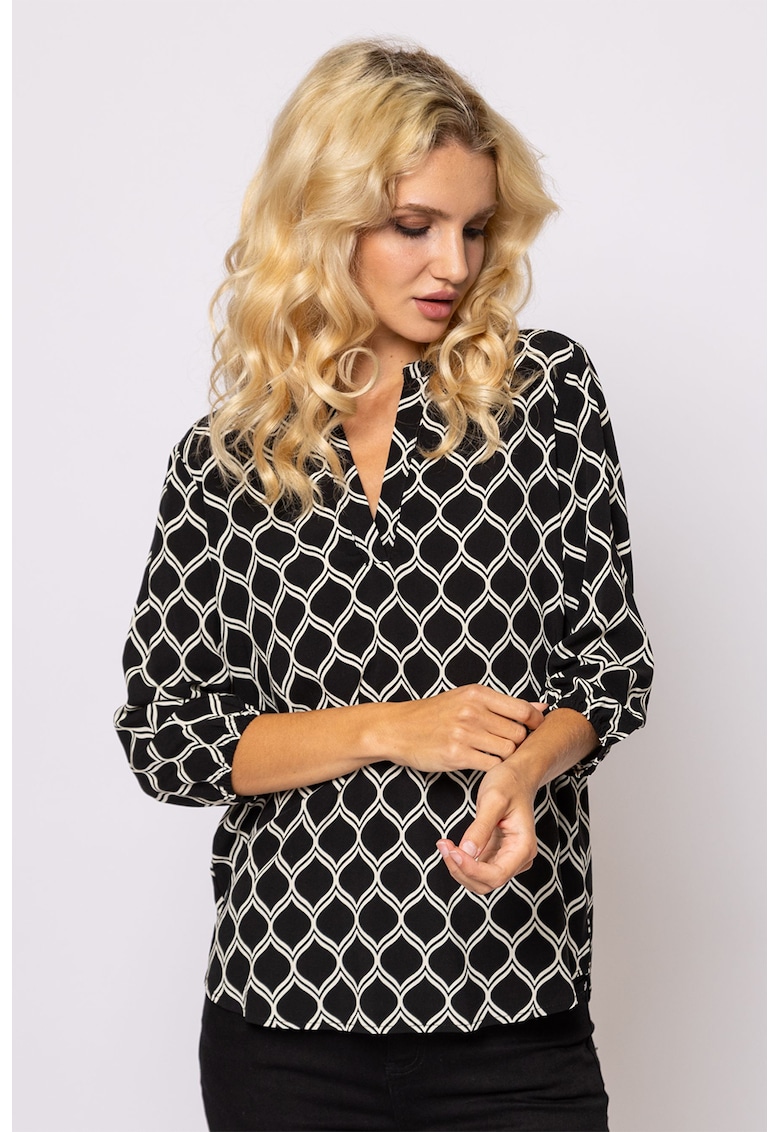 Bluza cu model Rubaw - Alb/Negru stins