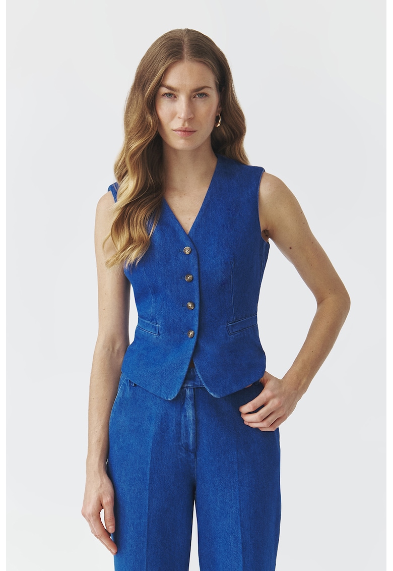 Vesta de denim cu nasturi