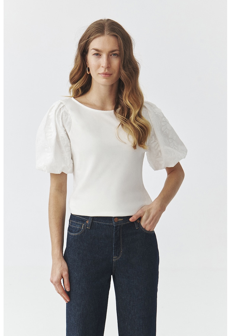 Bluza cu maneci bufante Kathia - Alb fildes