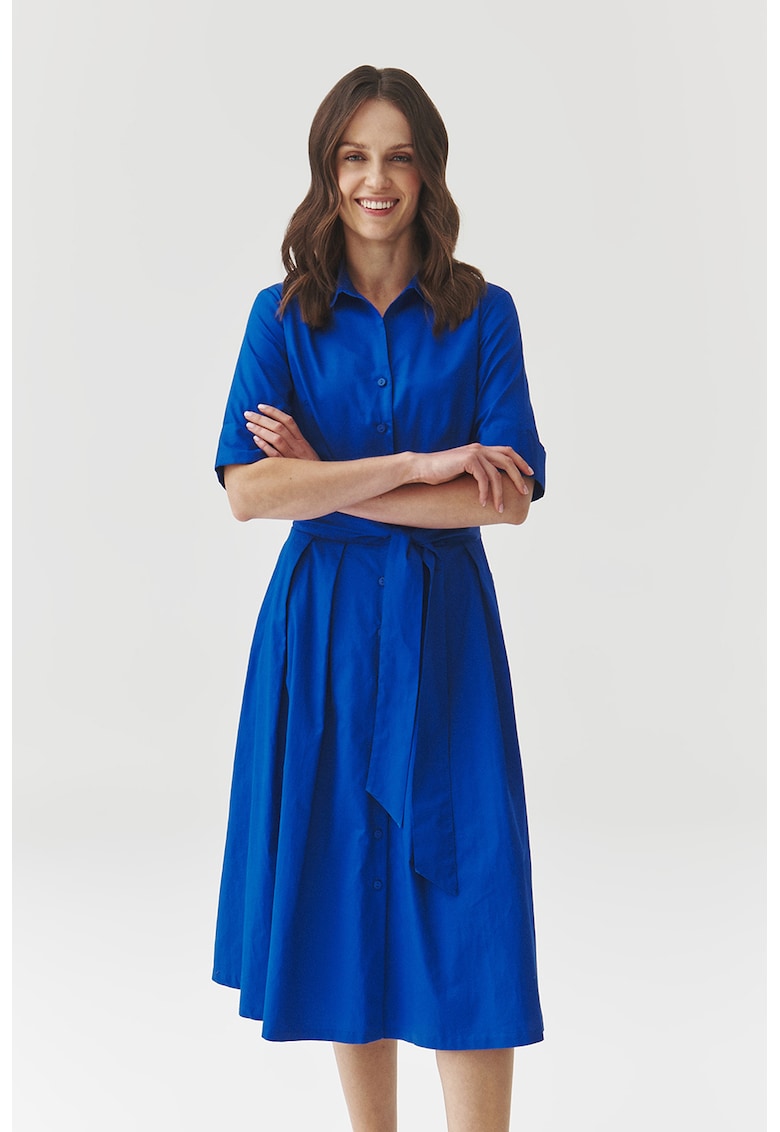 Rochie evazata cu un cordon in talie - Albastru royal