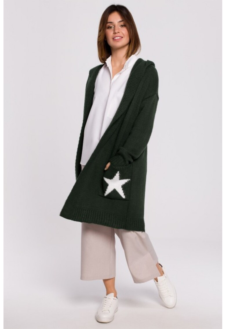 Cardigan cu motiv de stea - Kaki