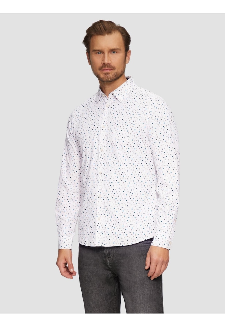 Camasa barbati cu maneca lunga - croiala Slim fit si imprimeu cu fazele luni -