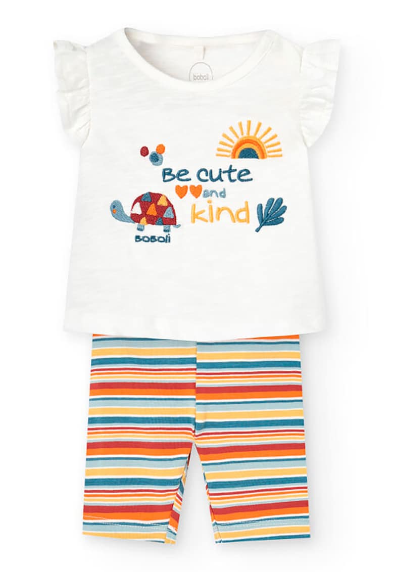 Set de tricou din amestec de bumbac si pantaloni - 2 piese