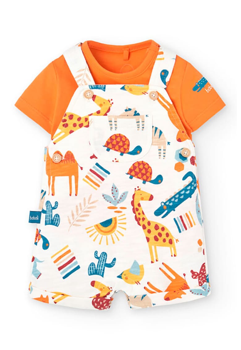 Set de salopeta de bumbac si tricou - 2 piese Set de salopeta de bumbac si tricou - 2 piese