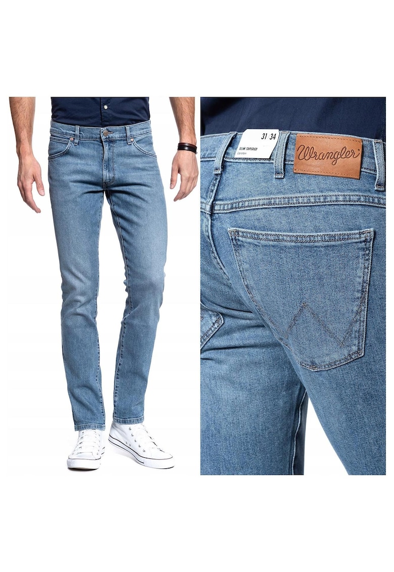 Blugi Barbati - Larston - W27 L32 - Bumbac - Fermoar - Lungi - Talie Medie - 5 Bunzuare - High-Quality - Albastru