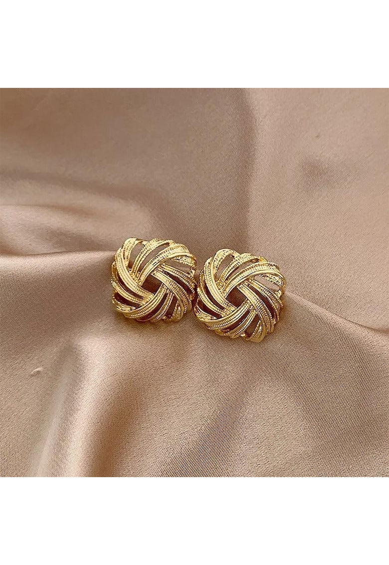 Cercei aurii - cu clips - patrati - impletiti - Lisbet C3