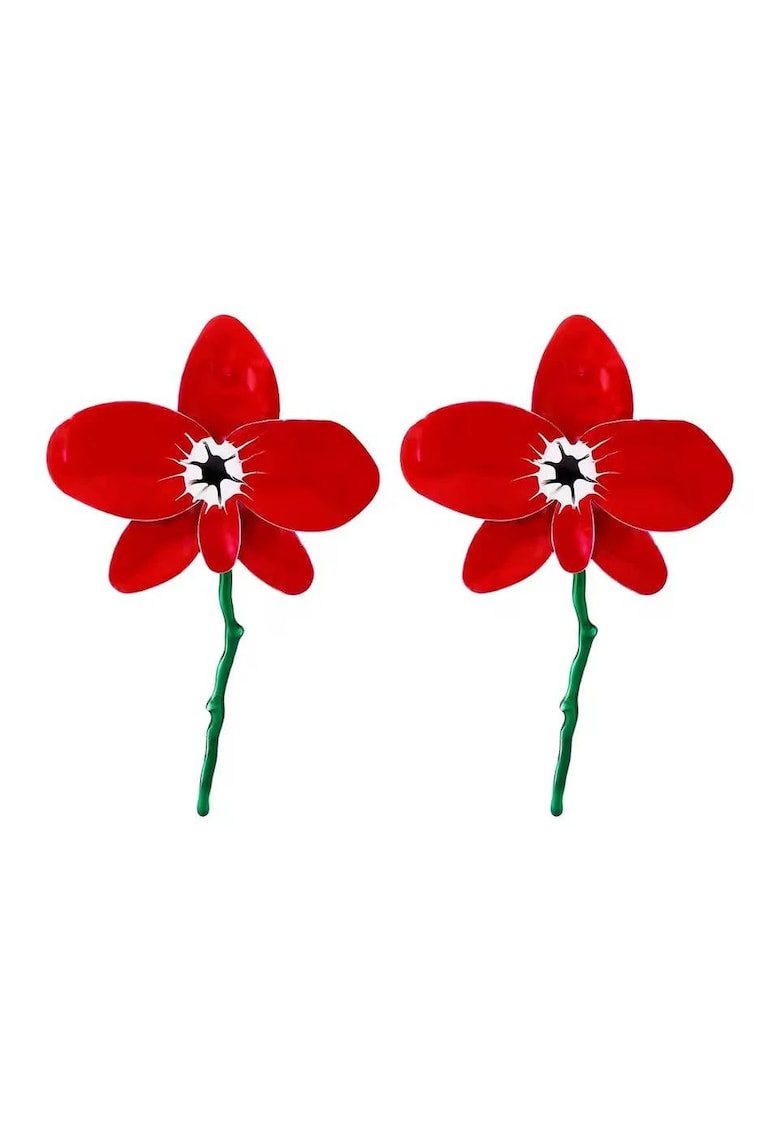 Cercei rosii - forma de floare supradimensionata - Regna C9