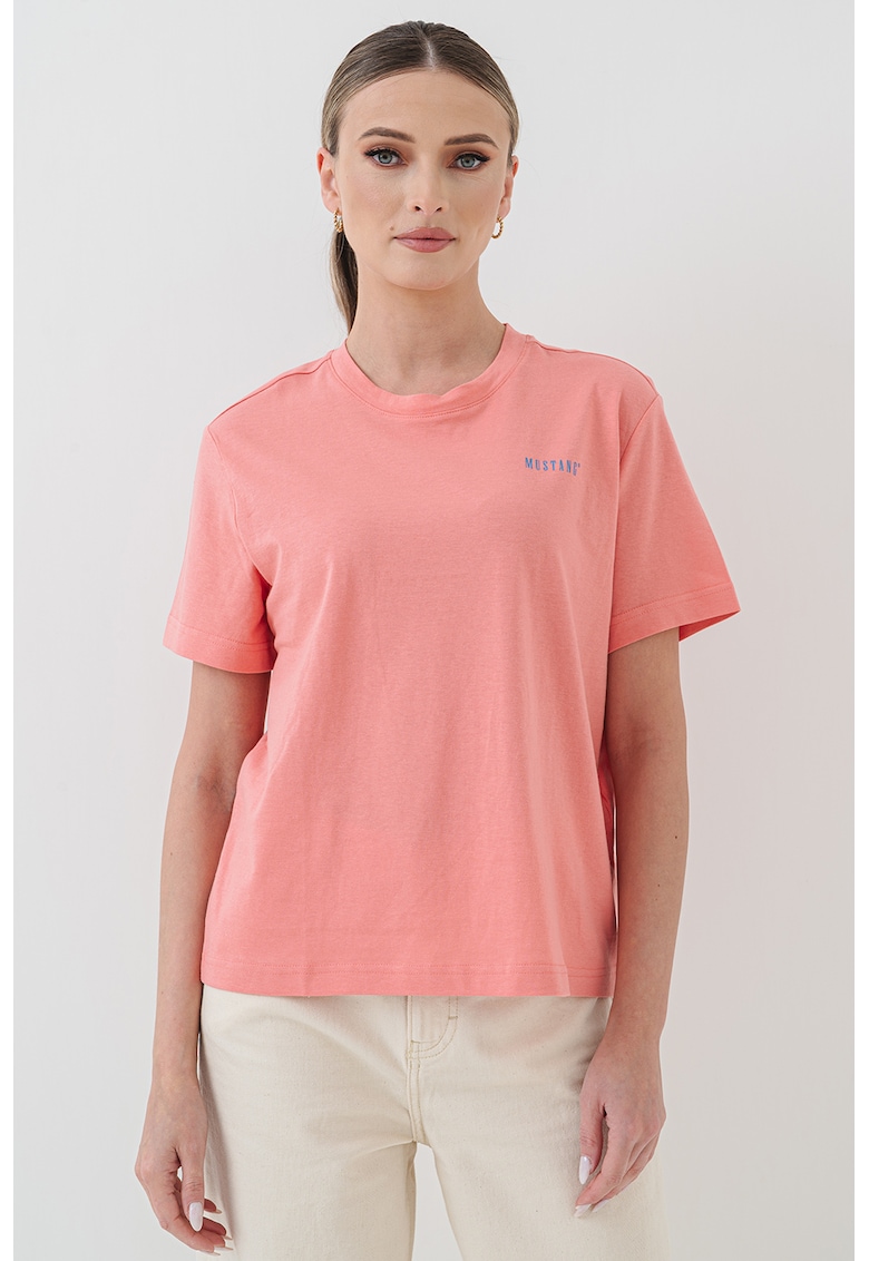 Tricou lejer cu decolteu la baza gatului - Roz