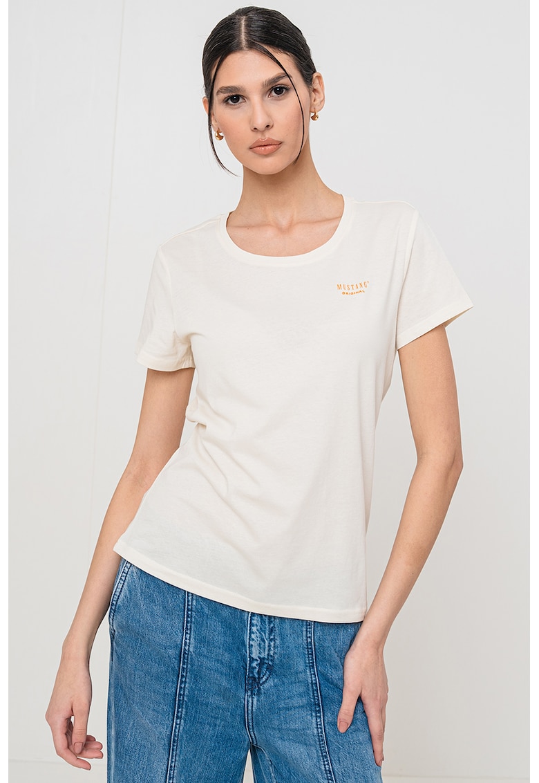 Tricou cu decolteu rotund - Alb murdar