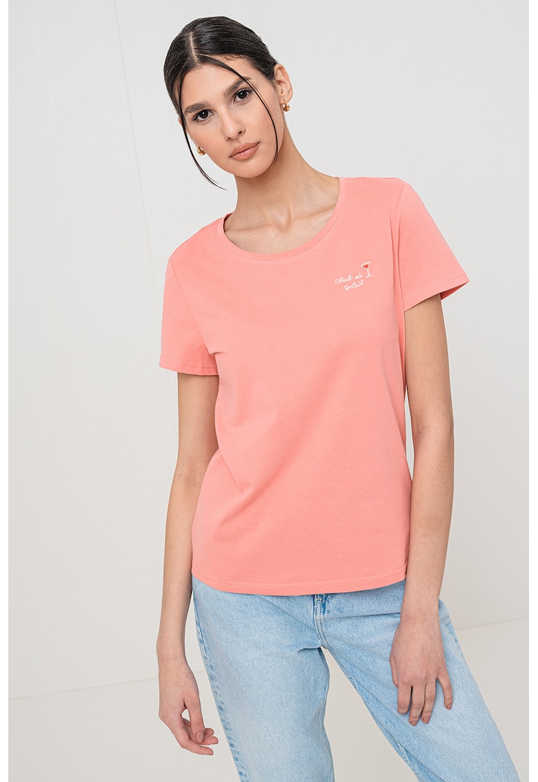 Tricou cu decolteu rotund - Roz
