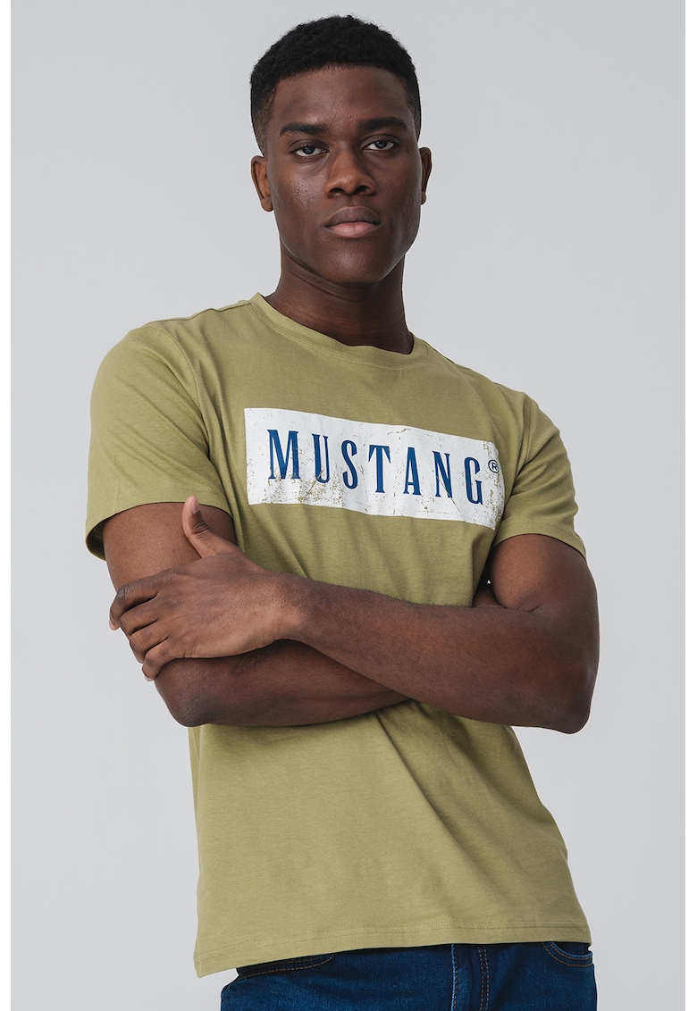 Tricou de bumbac cu imprimeu logo Austin - Verde sparanghel