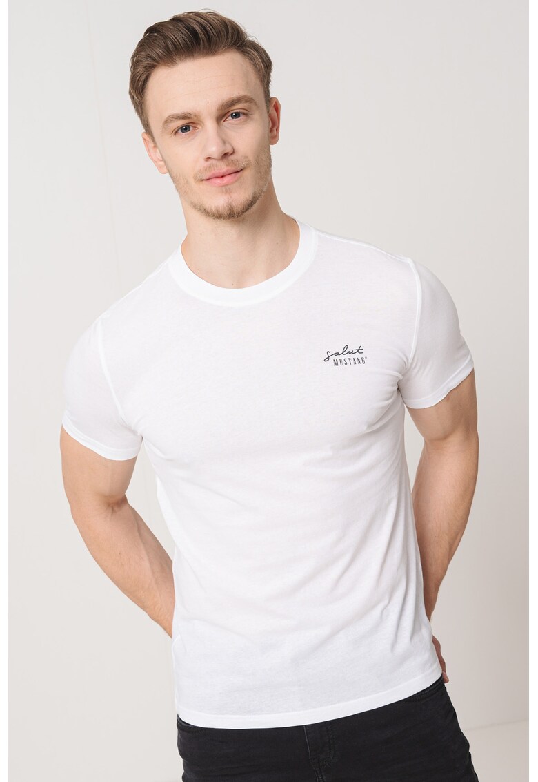 Tricou slim fit cu logo - Alb