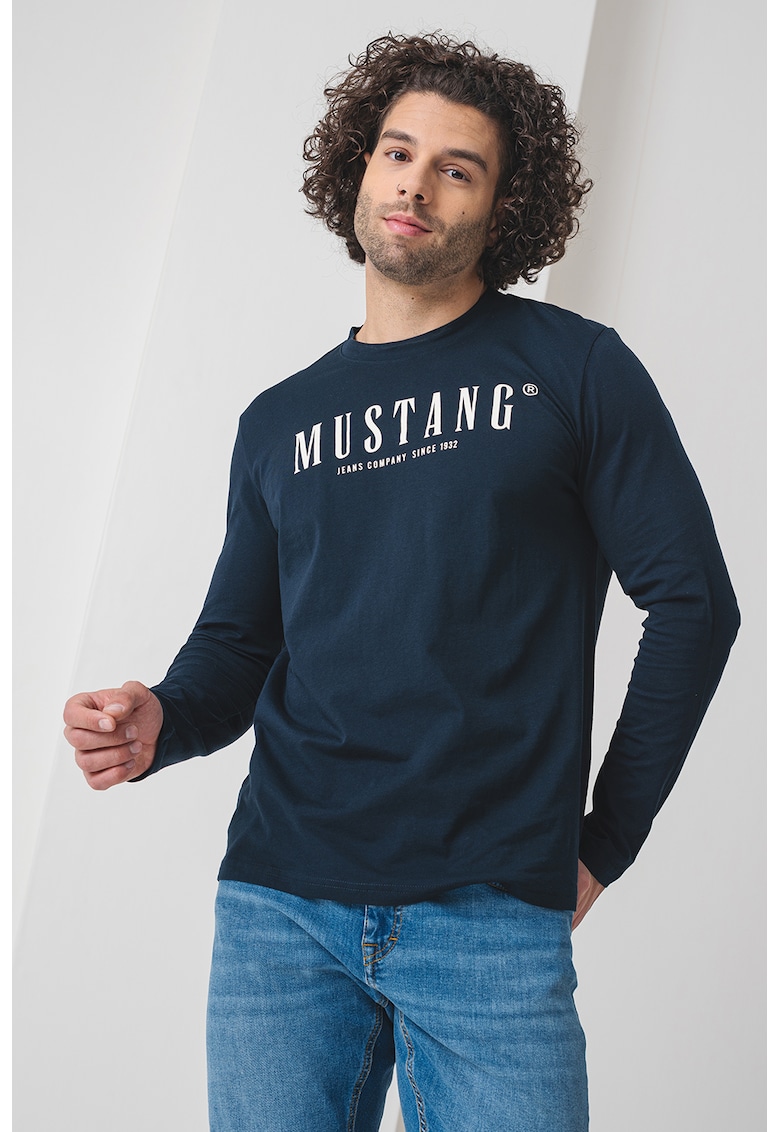 Bluza de bumbac cu logo - Bleumarin
